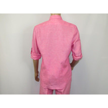 Men INSERCH premium Soft Linen Breathable 2pc Walking Leisure suit LS29116 Pink image 6