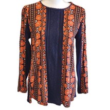 Matilda Jane FLORET Women&#39;s Top Floral Woven Lace Trim Tunic Orange Navy... - $17.35