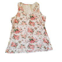 Bobbie Brooks Ladies Tank Top M Floral Flower Print Lace Racerback T Back Roses - £11.94 GBP