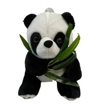 Panda Bear Plush Stuffed Animal Suction Hang Tag Plastic Leaves - £7.75 GBP