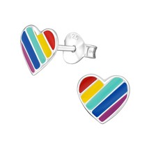 Heart 925 Sterling Silver Stud Earrings - £11.17 GBP