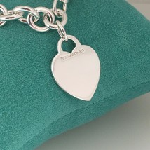 7" Small Tiffany & Co Sterling Silver Blank Heart Tag Charm Bracelet - $249.00