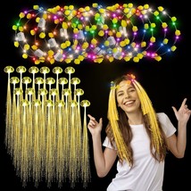 36PCS Yellow LED Lights Hair and LED Flower Crown Headband Set Light Up Fiber Op - £41.56 GBP