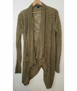 Peruvian Connection XS Pima Cotton Green Open Knit Crochet Waterfall Car... - $60.94 CAD