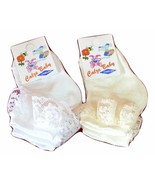 2 Pairs Short Lace Socks Newborn Filo Scozia Mulberry Art. 156N Made Italy - $140.37 MXN