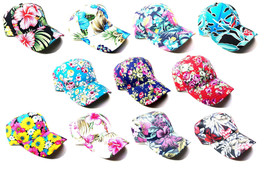 Floral Flower Hawaiian Sublimated All Over Print Dad Hat Curved Bill Cap Buckle - £7.86 GBP