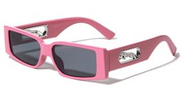 Dweebzilla Slim Sleek Metal Jaguar Cut Out Retro Rectangular Sunglasses (Pink &amp;  - £9.17 GBP