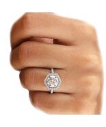 Diamond engagement ring, halo engagement ring, lab diamond ring hexagon ... - $39,931.68 MXN+