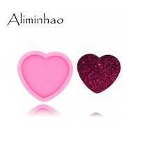 Shiny Glossy Heart Shape Silicone Mold Crafting Love Epoxy Resin DIY Badge Mould - £6.37 GBP