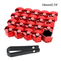 20x Electroplated Red Lug Nut Cover Caps 19mm with Tool NEW - £10.86 GBP