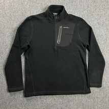 Eddie Bauer 1/4 Zip Pullover Mens Medium Black Fleece 100% Polyester Adults - $364.46 MXN