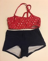 Op Girls SwimSuit Set XS 4-5 Stars Red Blue UPF 50+ - £13.58 GBP