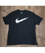 Nike T Shirt XL Black Mens Lightning Swoosh Graphic Casual Sportswear Top - $188.07 MXN