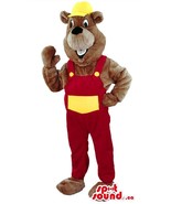 SPOTSOUND Brown Beaver Animal Mascot US with Red and White Worker Gear - $1,200.00