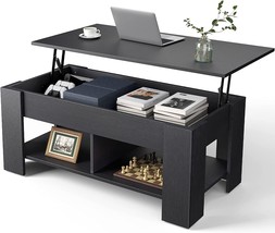 Totnz Lift Top 39.4-Inch Hidden Compartment And Storage Shelf, Solid, Black. - £161.63 GBP