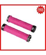 Comfortable Double Lock-On Bicycle Grips - Textured Non-Slip Pink Design - $60.59 CAD