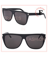 SAINT LAURENT YSL SL 1 SLIM 001 Black Gray Rectangular Unisex Sunglasses SL1 - $235.62