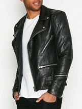 Pure Lambskin Motorcycle Slim Fit Stylish Genuine Leather Jacket Celebrity Look - £85.50 GBP