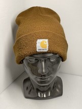 Carhartt Beanie Stocking Cap Hat Brown Logo Patch Acrylic Youth - $9.48