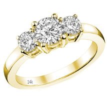 0.83ct Women&#39;s Unique Round Three Stone Moissanite 14K YG Basket Engagement Ring - £427.25 GBP