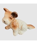Vtg Terrier Ceramic Porcelain Dog Figurine Made in Japan White Brown  3&quot;... - £7.83 GBP