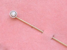 ANTIQUE ART DECO .25ct EURO DIAMOND SOLITAIRE  WHITE ENAMEL HALO STICK P... - $761.31