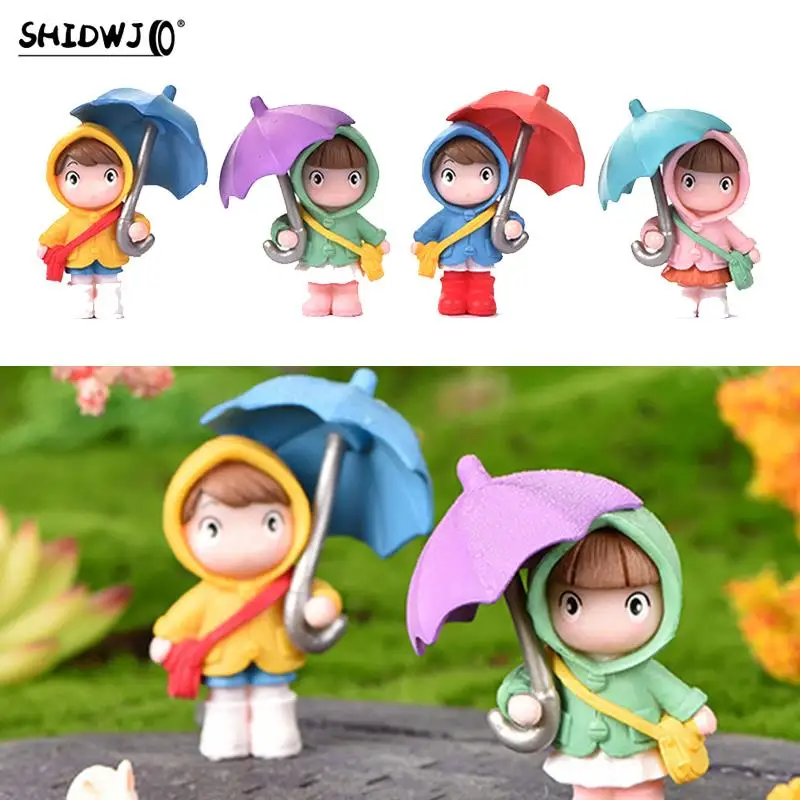 1/4Pcs Car Cute Umbrella Girl Doll Micro Landscape Handcrafted Fairy Garden - £9.63 GBP+