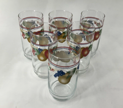 Set Of 6 Corelle Abundance 14 Oz Glass Tumblers 5 3/4&quot; Glasses Fruits Be... - £93.48 GBP