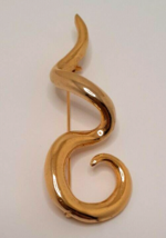 Beatrix Jewelry Gold-Tone Squiggle Brooch 3&quot; Vintage - £16.08 GBP