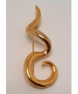 Beatrix Jewelry Gold-Tone Squiggle Brooch 3&quot; Vintage - £15.85 GBP