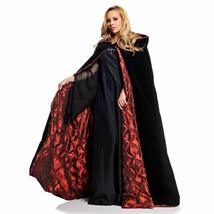 Underwraps Gothic Vampire 63in Velvet Satin Cloak OS Black, Red - £51.41 GBP