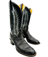tony lama boots 8613 black exotic leather western engineer boots size 10 B - $75.04