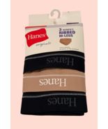 Hanes Originals Women 9/XL Ribbed Hi-Legs 3 Pair Pack Black Tan Poly Blend - $261.43 MXN