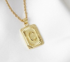 100% Pure 925 Sterling Silver Letter &quot;C&quot; Charm Pendant 14k Yellow Gold Plated - £109.52 GBP