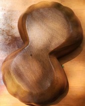 Vintage Divided Wooden Platter Shell Shaped Monkey Pod Teak Wood Relish Plate... - £15.49 GBP