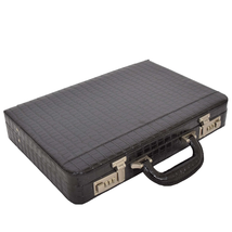 DR497 Croc Print Small Briefcase Classic Faux Leather Bag Black - £38.32 GBP