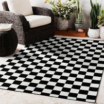 Rugs Area Rugs Carpets 8x10 Rug Large Checkered Big Black &amp; White Cool Kids Rugs - £140.43 GBP