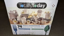 Totally Today 74 Pc Dinnerware Service For 8 Tre Blanc Embossed W/ Fans/... - £225.83 GBP
