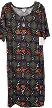 NWT LuLaRoe 3XL Green Orange Red Purple Gold Black Diamonds Julia Sheath... - $29.69