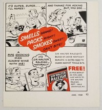 1958 Print Ad Sir Walter Raleigh Tobacco Lady Admires Men Smoking Pipes Cartoon - £7.42 GBP