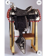 Western show saddle 16&quot; on Eco-leather buffalo black with drum dye all size - $1,700.00