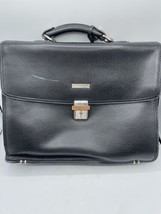 Brooks Brothers Men&#39;s Classic Pebbled Leather Briefcase Laptop Bag Black READ - £36.67 GBP
