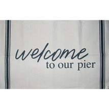 Area Rug Beach Lake &quot;Welcome to Our Pier&quot; White Blue 32&quot; x 21&quot; Home Decor Gift - £11.86 GBP