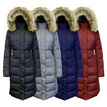 Womens Heavyweight Long Parka Jacket Detachable Hood Warm Faux Fur Comfort NEW - £48.55 GBP