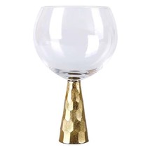 Found &amp; Fable Glass Wine Goblet with Hammered Gold Pillar Stem - $19.79