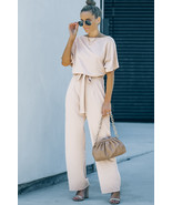 Apricot Oh So Glam Belted Wide Leg Jumpsuit - $21.38