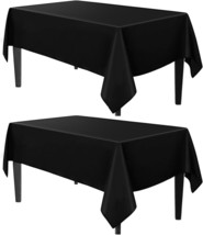 60x120 Inch Rectangle Tablecloth 2 Pack Black Table Cloths Stain Resistant Decor - £31.88 GBP