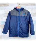 The North Face Reversible Winter Jacket Red Gray Fleece Insulated Boys M... - $79.19