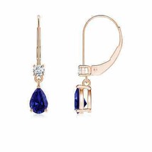 ANGARA Lab-Grown Blue Sapphire Earrings with Diamond in 14K Gold (6x4mm, 0.8 Ct) - £718.70 GBP