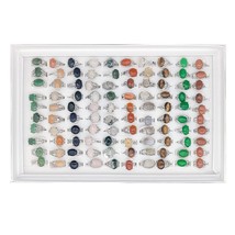 100pcs/lot Mixed Vintage Natural Stone Geometric Rings for Women Men Party Fashi - £106.61 GBP